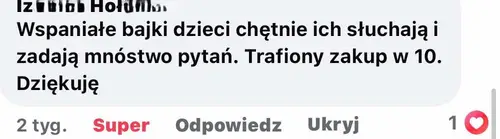 Opinia rodzica o audiobajkach terapeutycznych - zrzut ekranu wiadomości