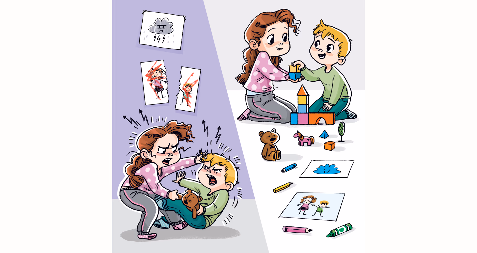 Ilustracja Open Tales - rodzina słuchająca audiobajki razem