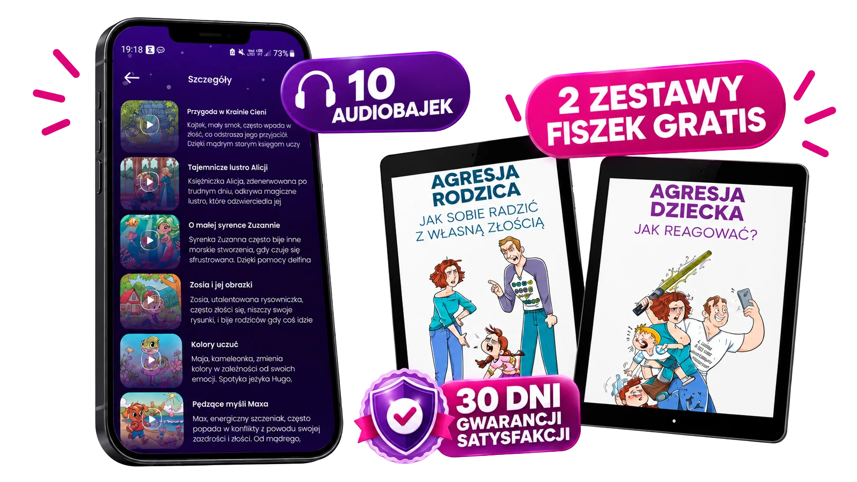 10 audiobajek, 2 zestawy fiszek gratis i 30 dni gwarancji satysfakcji
