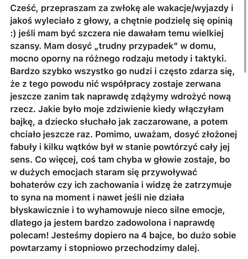 Długa wiadomość od mamy: oporny na inne metody syn słuchał bajki jak zaczarowany i powtórzył cały jej sens