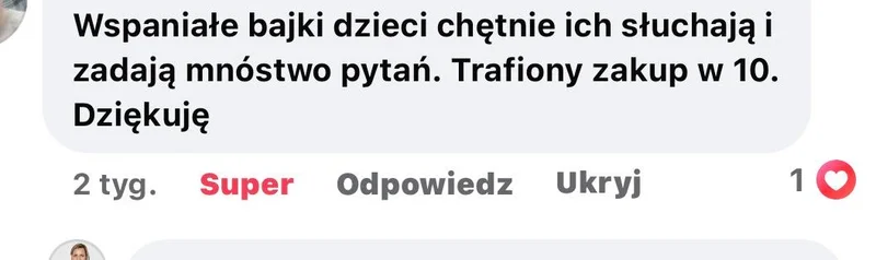 Komentarz z Facebooka: wspaniałe bajki, dzieci zadają mnóstwo pytań - trafiony zakup w 10