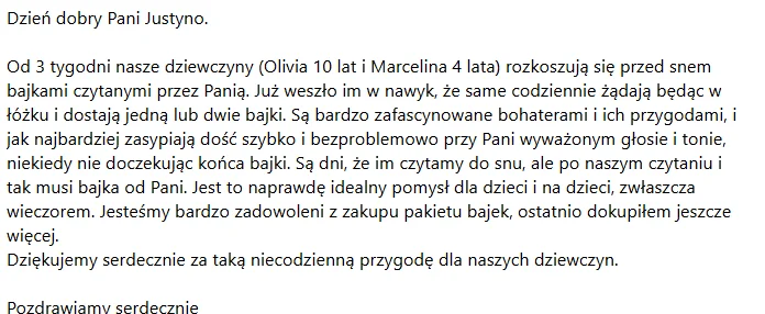 Mail od taty: od 3 tygodni córki 10 i 4 lata same proszą o bajki przed snem i szybko zasypiają
