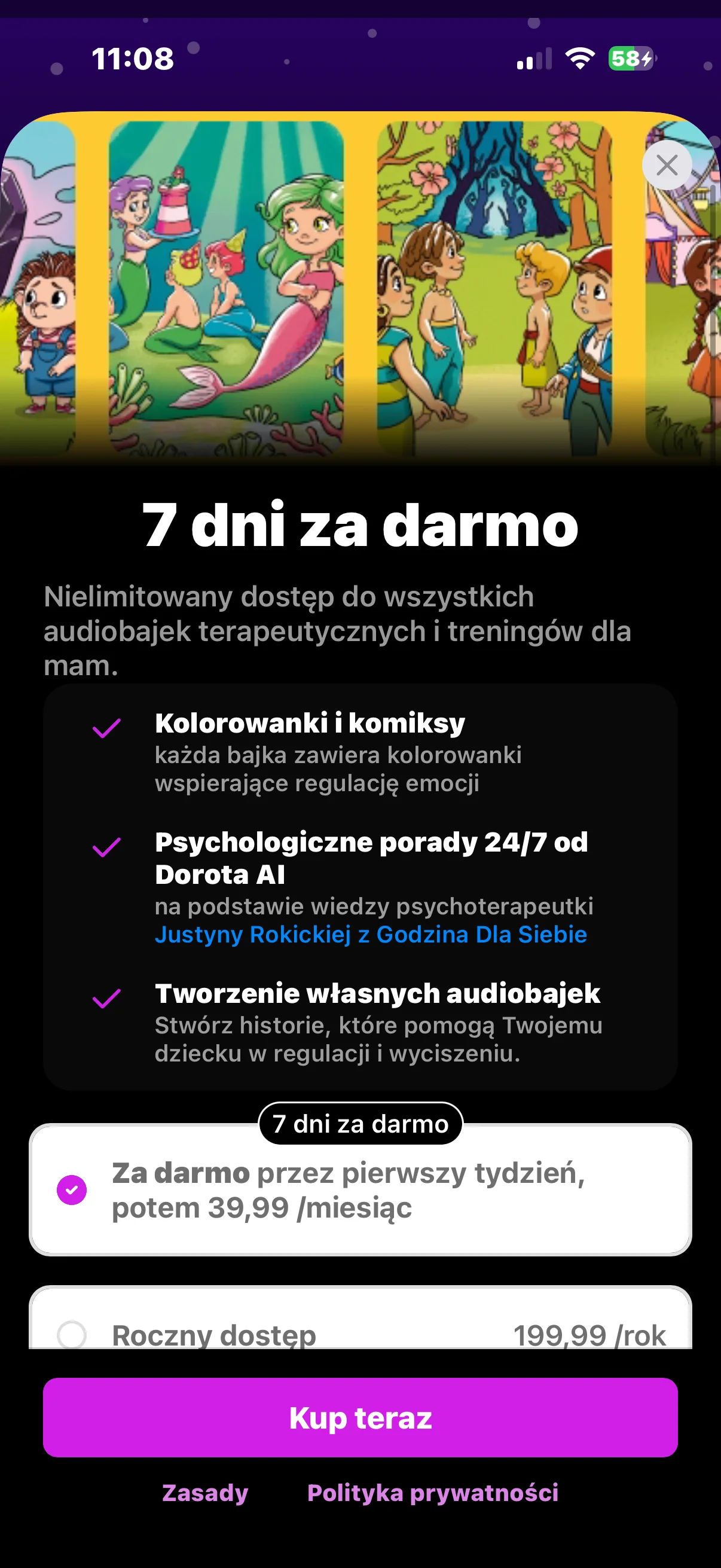 Ilustracja z bajki o syrence Zuzannie