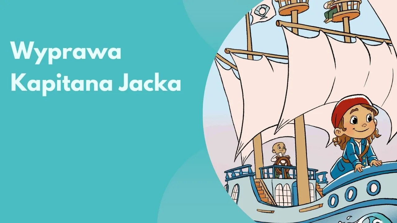 Okładka audiobajki „Wyprawa kapitana Jacka” — kapitan Jacek na wyspie