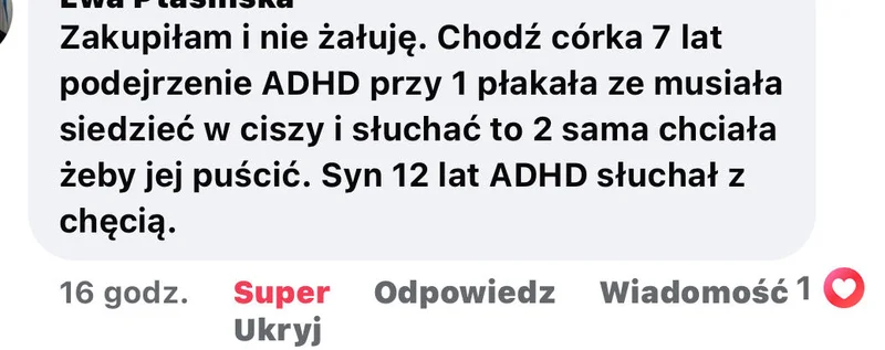 Wiadomość od mamy: córka 7 lat z podejrzeniem ADHD sama prosi o bajki, syn 12 lat słuchał z chęcią