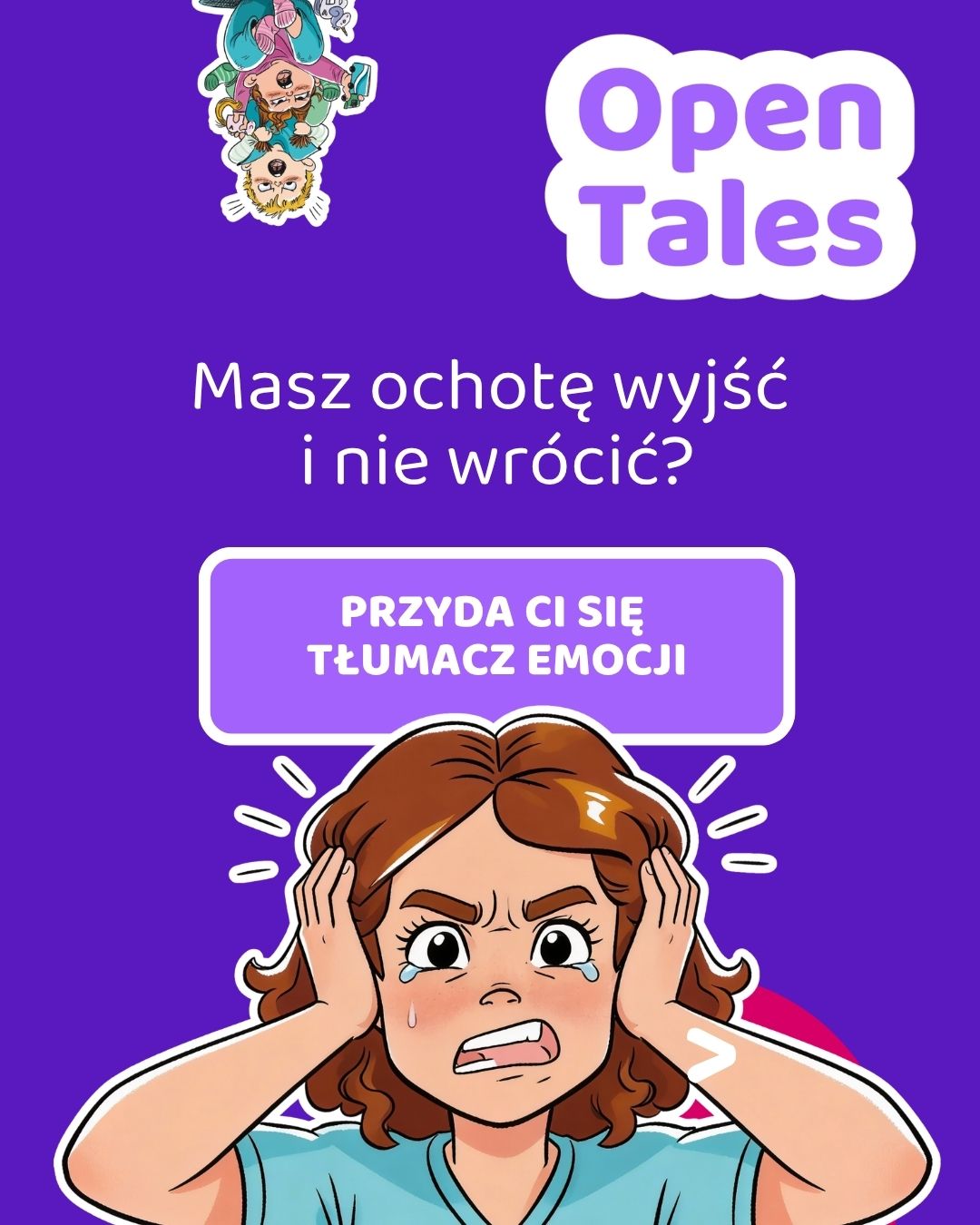 Ilustracja: dziewczynka zakrywa uszy w geście przeciążenia - Open Tales jako tłumacz emocji